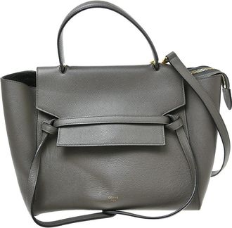 Celine Belt Leather Gray Leather Handbag (Pre-Owned)