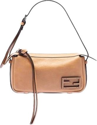 Fendi Pre-owned Vintage Schoudertas - Dames - Vintage Schoudertas - Beige - ONE Size - Leer - Vintage