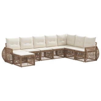 vidaXL Conjunto De Sof&aacute;s De Jard&iacute;n 8 Pcs Beige Y Blanco Crema Vidaxl