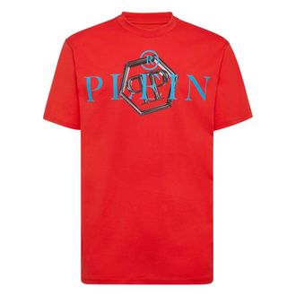 Philipp Plein Tops, Heren, Rood, L, Katoen, T-Shirt Ronde Hals