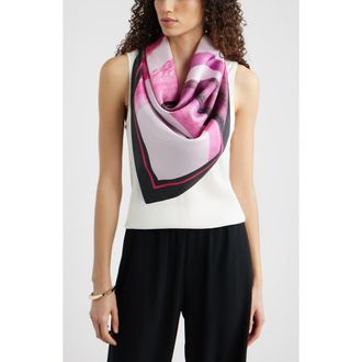 Nordstrom Printed Square Silk Scarf in Mustard Watercolor at Nordstrom