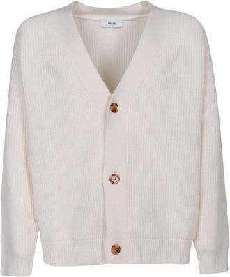 Lardini V-neck Cardigan - Heren - Vesten - Wit - M - Wol - Truien & Vesten