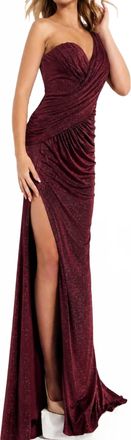 Jovani Classy Drape Dress In Burgundy