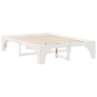 Berkfield Home Floor Bed Frame with Storage White 140 x 200 cm Solid pine wood