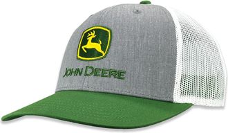 John Deere Baseball Cap Trucker Style, Gray and Green, Embroidered Logo