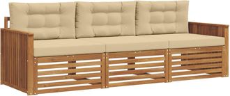 vidaXL Conjunto De Sof&aacute;s De Exterior 3 Uds. Natural Y Beige Vidaxl