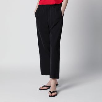 R&oacute;he Black cropped trousers in wool blend