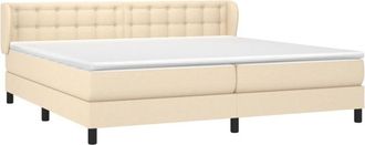 vidaXL Cama Box Spring Con Colch&oacute;n Tela Color Crema 200x200 Cm Vidaxl