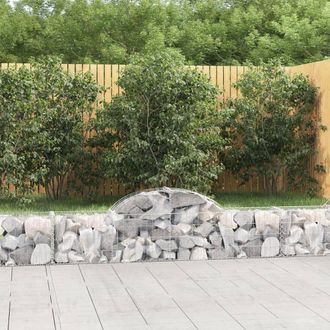 Berkfield Home Arched Gabion Baskets 4 pcs 200x30x40/60 cm Galvanised Iron in Silver