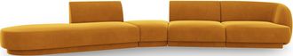 BLOOMINGLOFT 7-Sitzer Design Sofa Miley mit abgerundeter Form und Ottomane links - Samtbezug