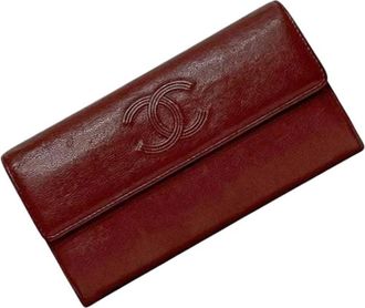 Chanel Pre-owned Long wallet (bi-fold) - Dames - Vintage Accessoires - Rood - ONE Size - Leer - Vintage