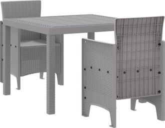 vidaXL Garden Dining Set 3 pcs Light Grey Polt rattan Vidaxl