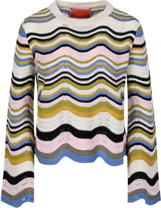 La DoubleJ Truien & Vesten, Dames, Veelkleurig, M, Katoen, Chevron Crop Sweater