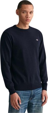 GANT Klassieke wollen trui - Heren - Ronde hals truien - Blauw - 3XL - Wol - Truien & Vesten