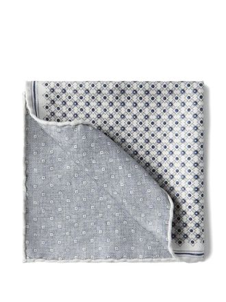 Brunello Cucinelli geometric-pattern silk pocket square - Grey