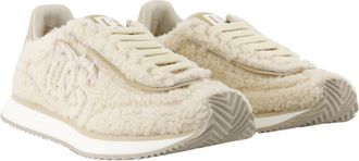 Dolce & Gabbana Womens Wool-Blend Cushioned Sneaker Beige