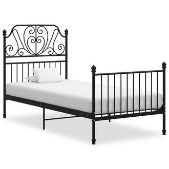 vidaXL Estructura De Cama Sin Colch&oacute;n Metal Negro 100x200 Cm Vidaxl