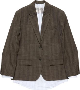 Acne Studios Gelaagde wollen colbert - Dames - Blazers - Bruin - 2XS - Wol - Jassen