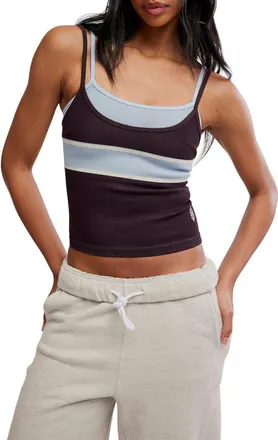 Free People All Clear Rib Tank in Chocolate Combo at Nordstrom, Size X-Small/small