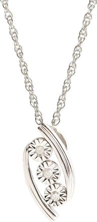MAX + STONE Sterling Silver Three Stone Natural Diamond Necklace with Adjustable 18-20 Rope Chain