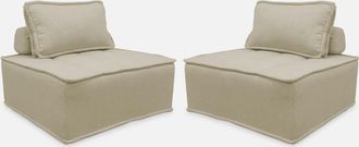 Sweeek Sweeek - Sof&aacute; Modular En Tela Lisa, 2 Plazas, Dao, Beige, 90x90x40 Cm