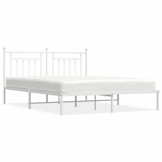 Berkfield Home Metal Bed Frame with Headboard White 160x200 cm