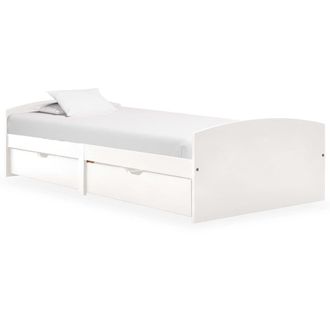 Berkfield Home Bed Frame with 2 Drawers White Solid Pine Wood 90x200 cm