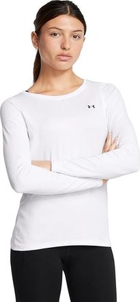 Under Armour UA HeatGear Armour Long Sleeve Womens Workout White/Black : LG (US 12-14), Mesh/Polyester