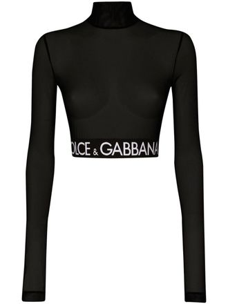 Dolce & Gabbana Tulen top met col - Zwart