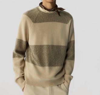 Guest In Residence Stripe Island Rollneck Sweater In Sandstone Combo