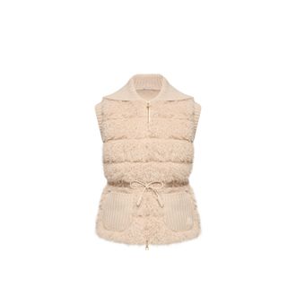 Moncler Moncler Wool & Cashmere Blend Down Vest, Women, Beige, Size: Xs