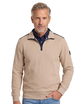 Casamoda Casa Moda trui half zip creme effen katoen wijde fit