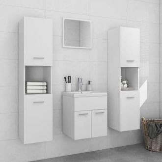 vidaXL Juego De Muebles De Ba&ntilde;o Madera De Ingenier&iacute;a Blanco Vidaxl