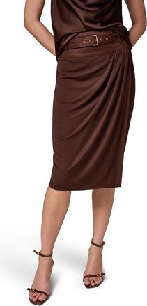 DKNY Ruched Belted Linen Blend Skirt in Canyon at Nordstrom, Size X-Large