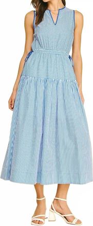 Pinch Design The Monroe Midi Dress In Blue Stripes