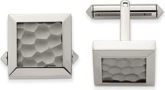 Diamond2Deal Titanium Polished and Hammered Cuff Links