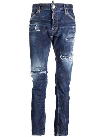 Dsquared2 distressed-finish denim jeans - men - Cotton/Cotton/Spandex/Elastane/Polyester/Polyester - 52 - Blue