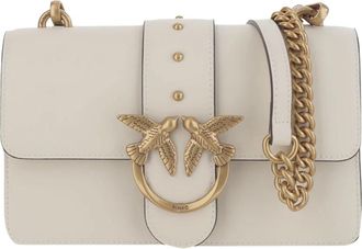 Pinko Love One Mini Bag - Dames - Schoudertassen - Wit - ONE Size - Leer - Tassen