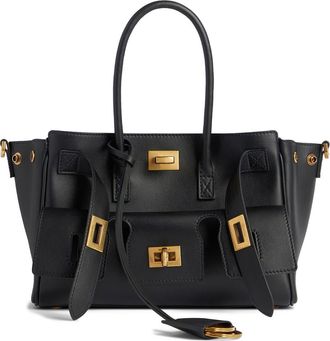 Balenciaga Mini Bel Air Leather Tote in 1000 Black at Nordstrom