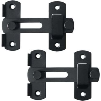 OEM (2 Piezas) Cerradura Para Puerta Corredera, Cerradura De Puerta, Pestillo De Palanca, Perno De Cierre De Bucle Con Tornillos, Acero Inoxidable Negro M