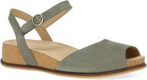 Dansko Cass Ankle Strap Peep Toe Wedge Sandal in Sage Milled Nubuck at Nordstrom Rack, Size 10.5-11Us / 41Eu
