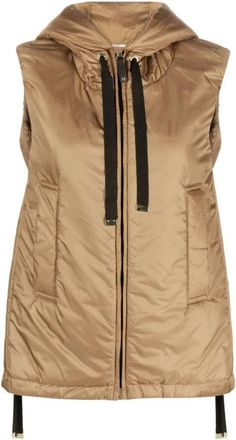 Max Mara Beige Waterdichte Hoodie Jas - Dames - Bodywarmers - Beige - 2XS - Polyester - Jassen