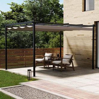 VonHaus Garden Weatherproof Retractable Roof Pergola 4 x 3 x 2.2m in Grey