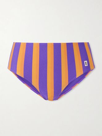 Saint Laurent Slip Bikini A Righe - Viola