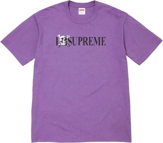 SUPREME T-shirt met doodskoplogo - Paars