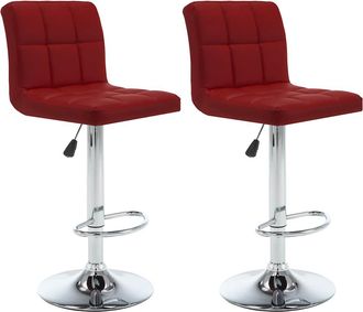 vidaXL Vidaxl - Taburetes De Cocina 2 Unidades Cuero Sint&eacute;tico Color Vino Tinto