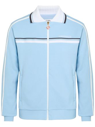 Casablanca Casablanca Logo-embroidered Panelled Piqu&eacute; Woven Track Jacket - Light Blue - XL