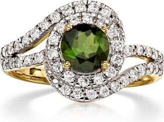 Ross-Simons Green Tourmaline Ring With. Lab-Grown Diamonds in 10kt Yellow Gold