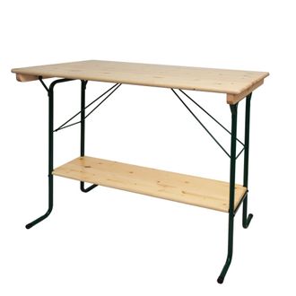 Hhg Hhg - Mesa De Bar 486, Mesa De Jard&iacute;n Mesa De Cerveza Mesa De Tienda De Cerveza Mesa De Camping, Plegable De Metal Madera De Pino 110x125x70cm Mvg