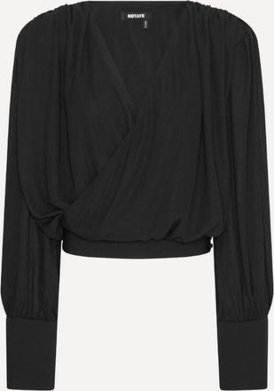 Rotate Womens Long Sleeve V-Neck Top In Black